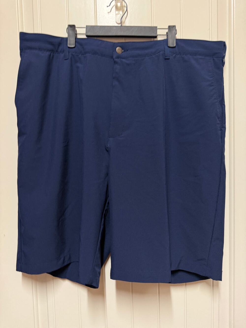 Adidas Mens Golf Shorts Sz 44 Navy Blue Performance Stretch Flat Front Athletic